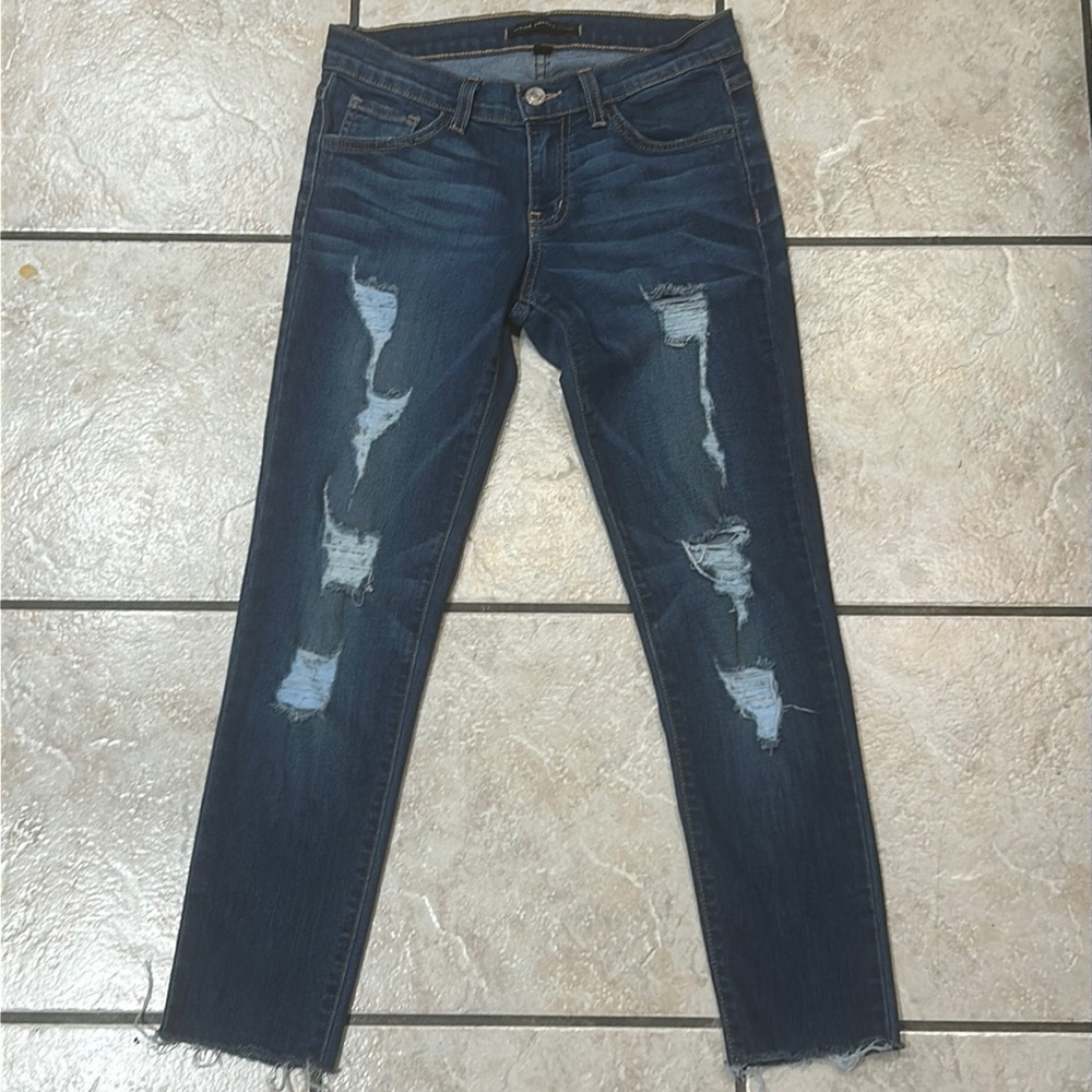 Flying Monkey Jeans Platinum Distressed Cropped Frayed Hem Low Rise Size 26